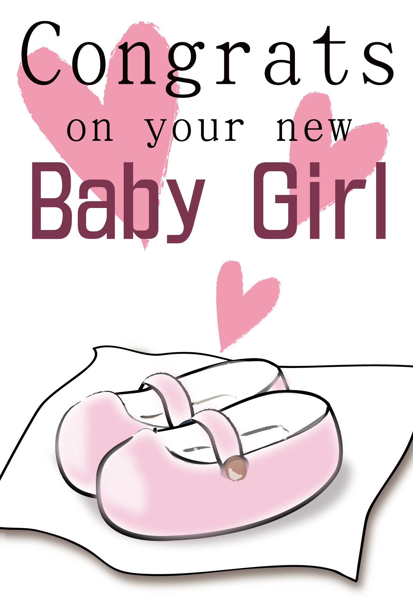 出産祝いはがきテンプレート 女の子 Baby Girl 2ダウンロード かわいい無料ポストカードテンプレート はがき絵箱