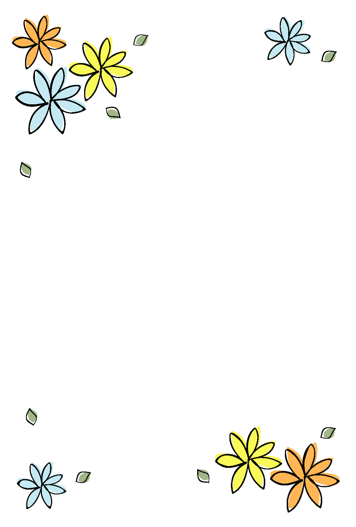 Free 多目的 ポストカードテンプレート シンプルな花 ダウンロード かわいい無料はがきテンプレート はがき絵箱