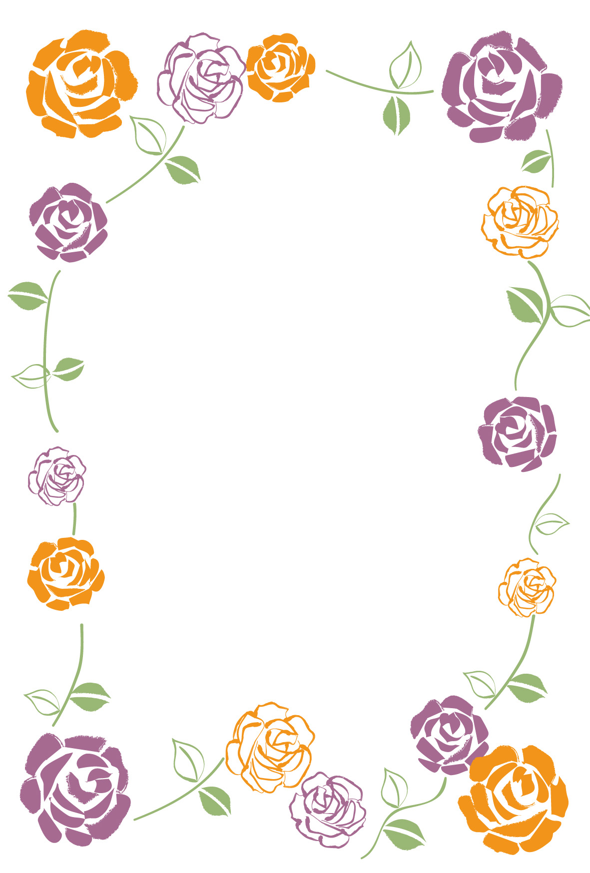Free 多目的 ポストカードテンプレート 花の飾り枠5 ダウンロード かわいい無料はがきテンプレート はがき絵箱