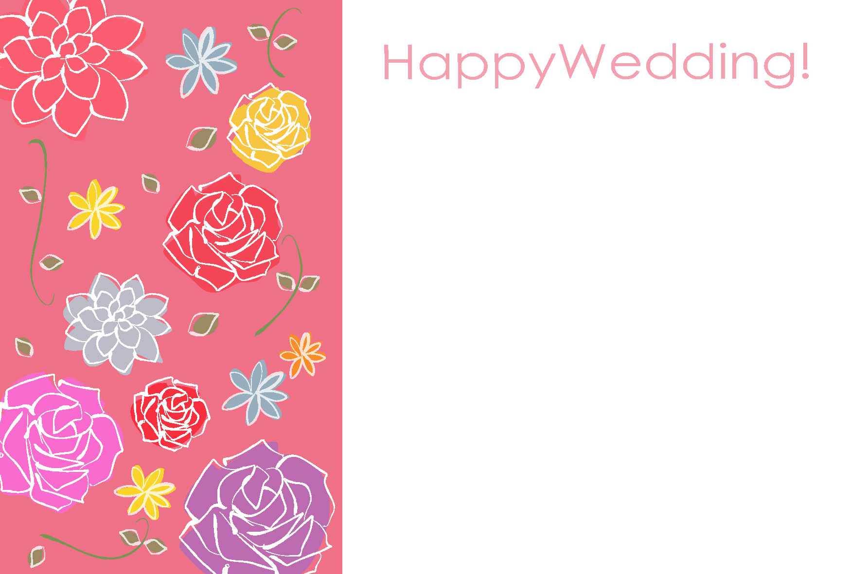結婚祝い 報告はがきテンプレート お花の帯 ダウンロード かわいい無料ポストカードテンプレート はがき絵箱