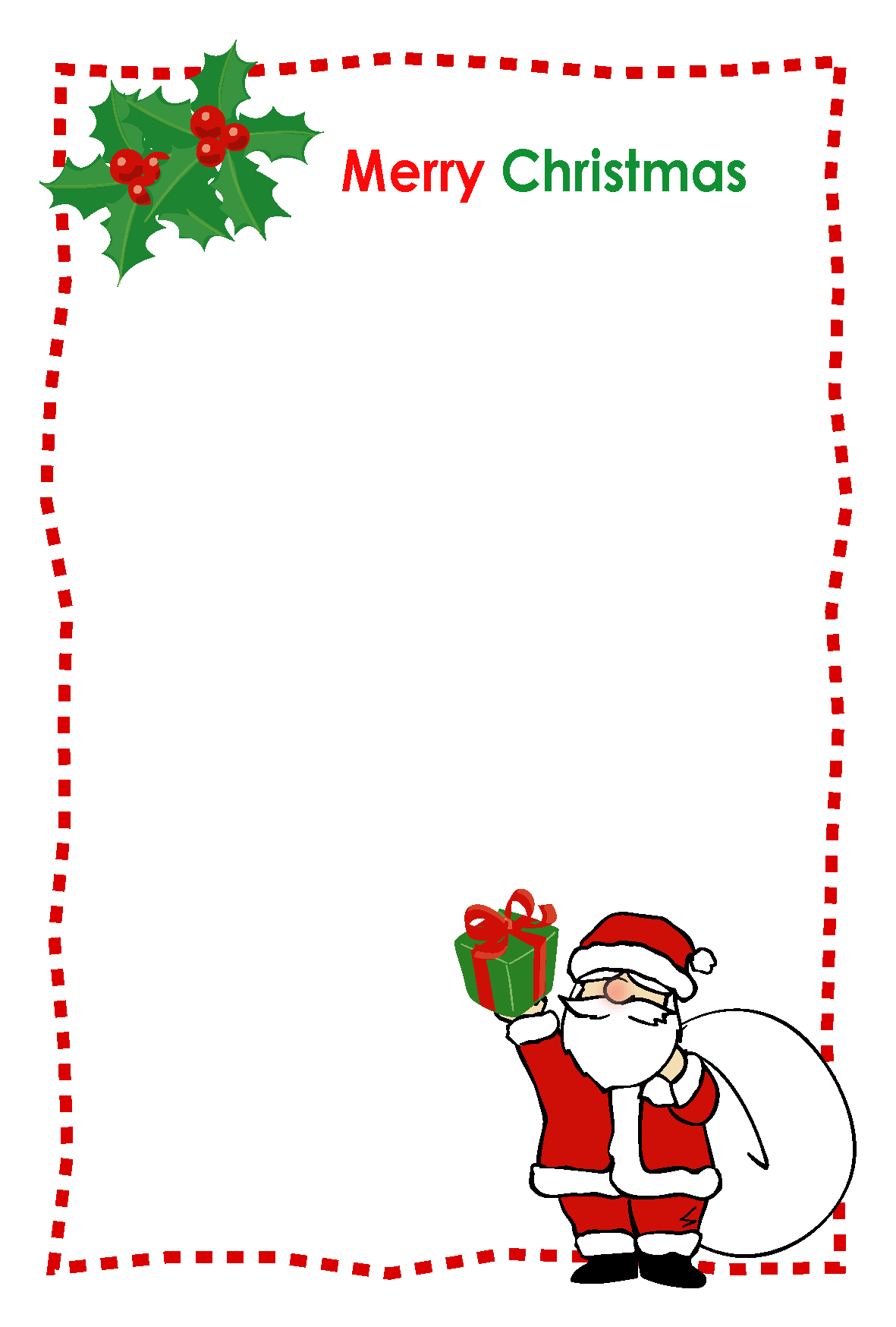 クリスマスカードテンプレート サンタさん飾り枠 ダウンロード かわいい無料はがきテンプレート はがき絵箱